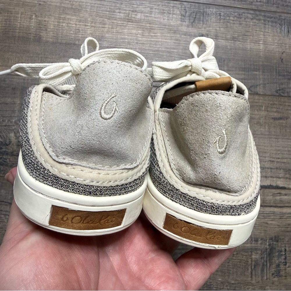 Olukai Gray Canvas Sneakers with Laces Women's 7.5 - Picture 6 of 9